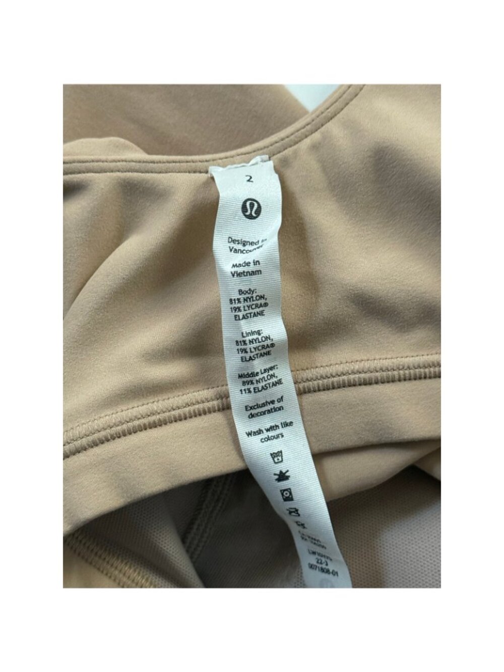 Lululemon Align Bodysuit Women Size 2 W1DY7S in CNTR Beige Nude NWT - Picture 11 of 16